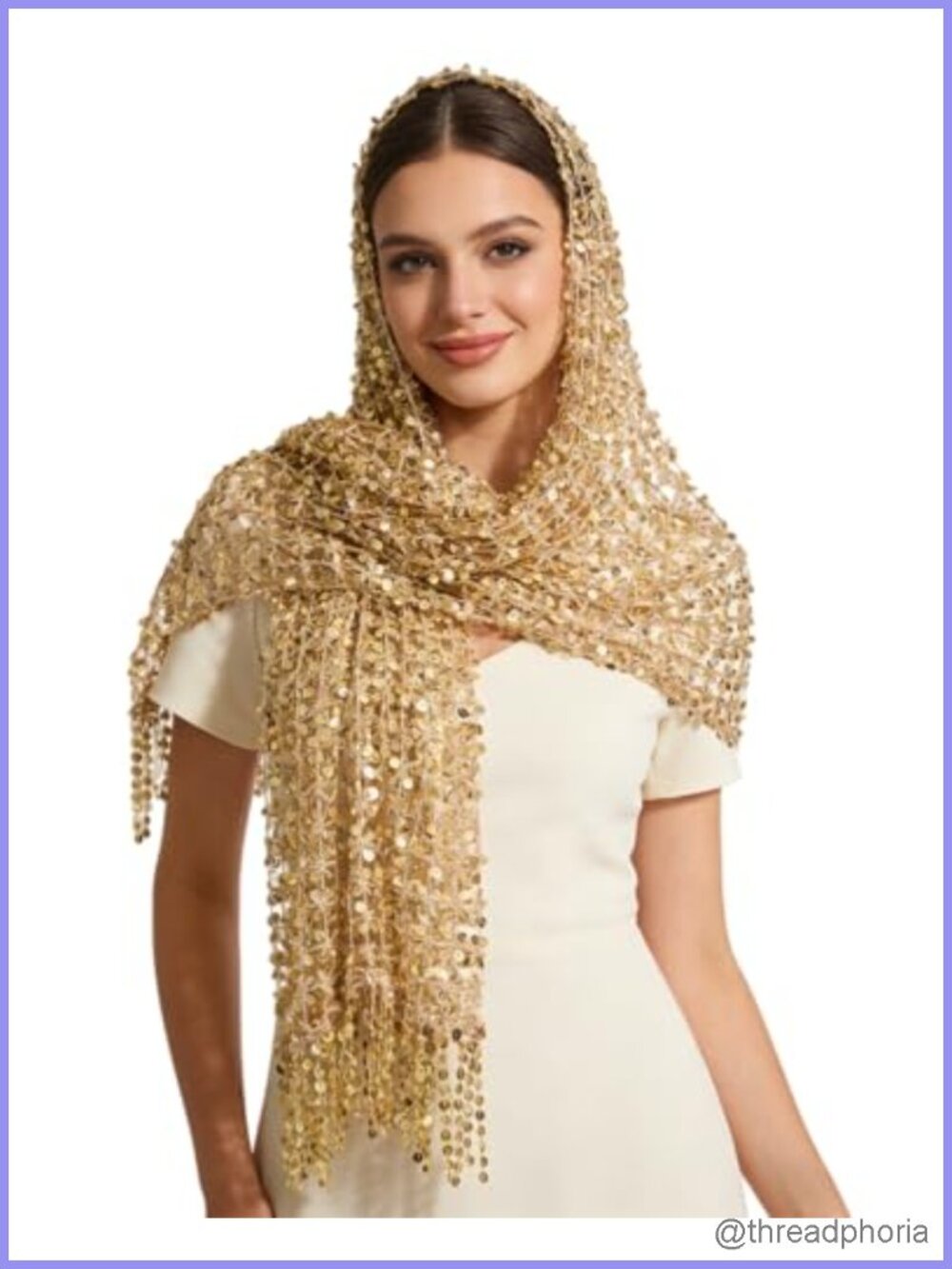 Sequin Fringe Shawl Wrap Sparkling Mesh Scarf for Evening Party Wedding Prom